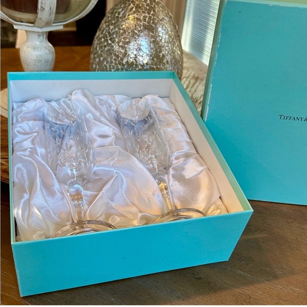 Tiffany & Co. Crystal Flutes in Iconic Blue Box - Picture 3 of 9